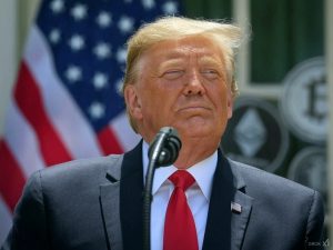 AI image to depict President Trump's endeavors to make America the crypto capital of the world / Trump has credited his impact on Bitcoin reaching record highs.
