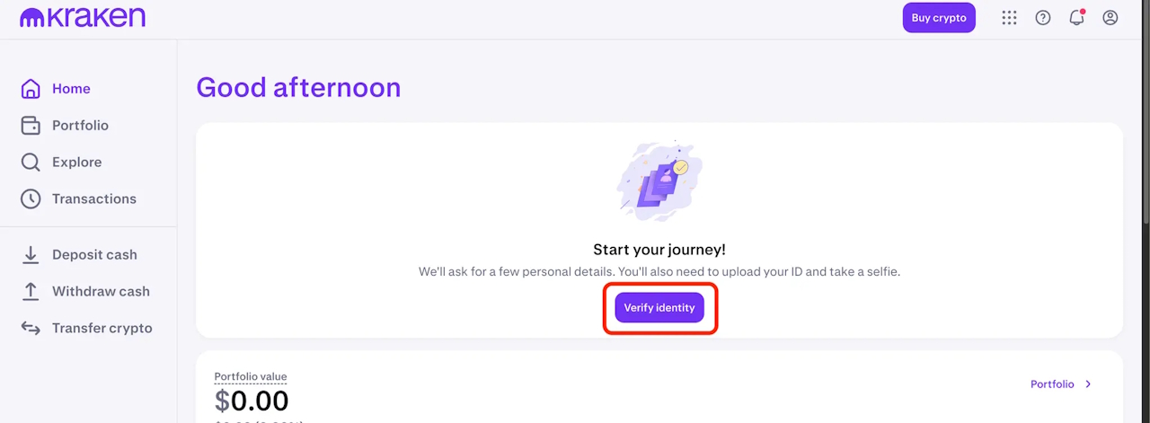 Verify your Kraken account.