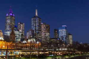 Melbourne in the state of Victoria in Australia. Cityscape.