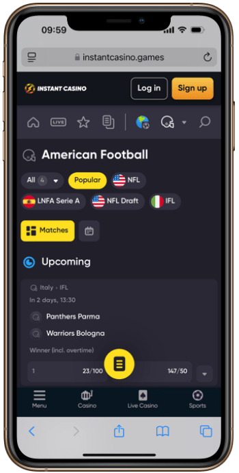 Instant Casino CFL Betting