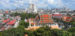 Bangkok, Thailand, view from Golden Mt. View showing the top of buildings.