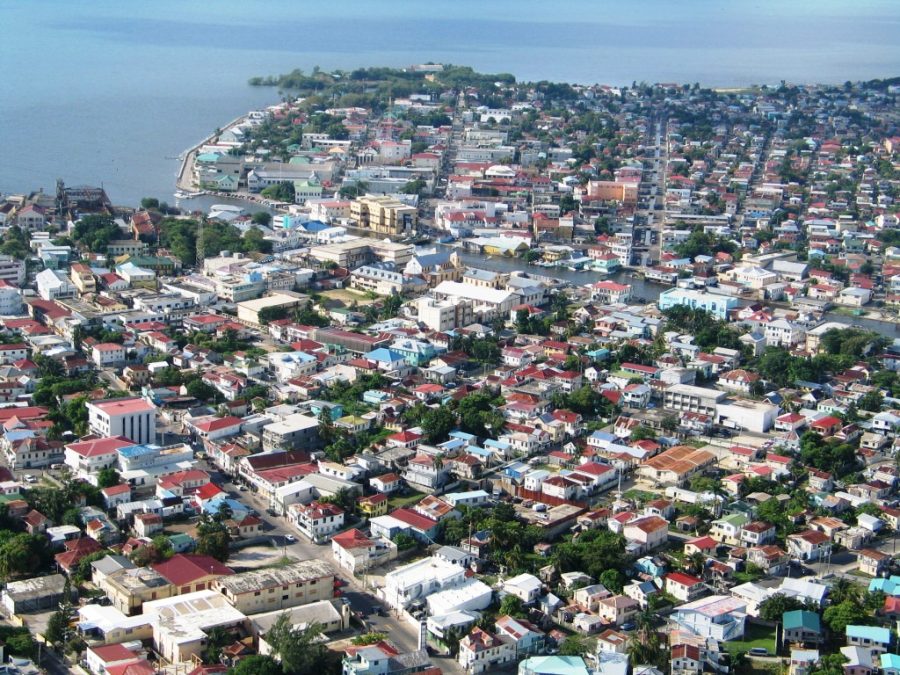 Southeastern aerial view of Belize City.
