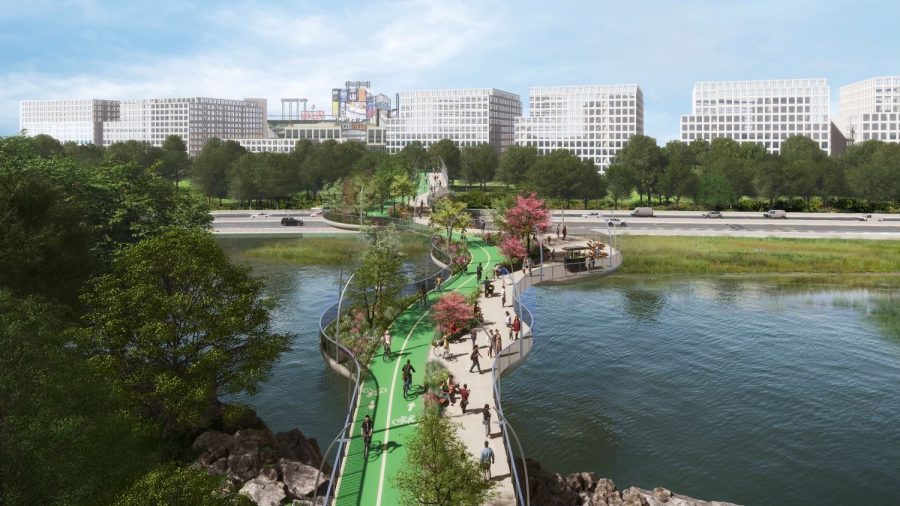 Rendering of what Flushing Skypark bridge could look like.