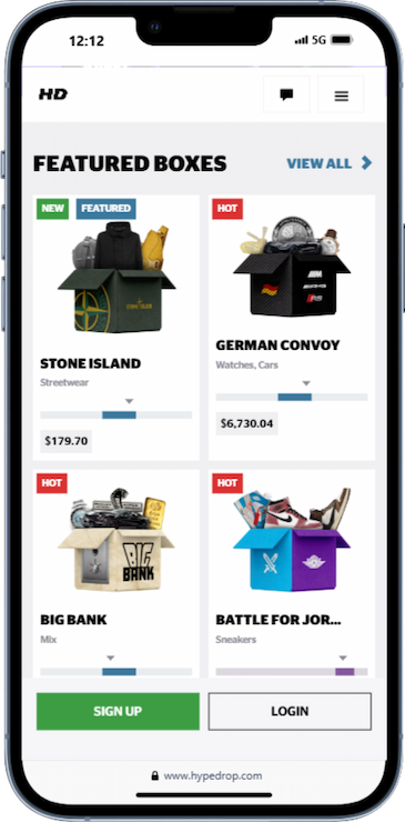 Hypedrop Mystery Box Website