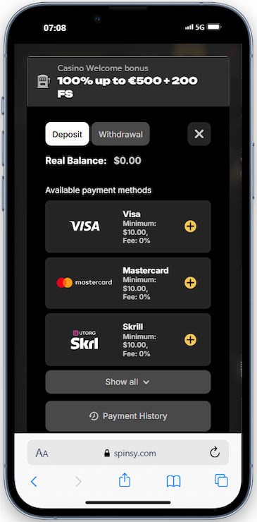 Step #3 - You Can Now Select Your Deposit Option