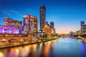 Victoria set to introduce toughest poker machine reforms in Australia. Melbourne cityscape at night