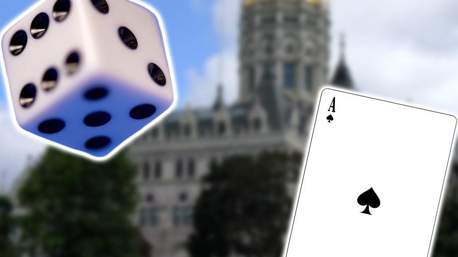 conneticut house with dice and playing card overlayed