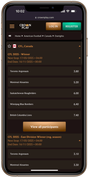 CrownPlay CFL Betting
