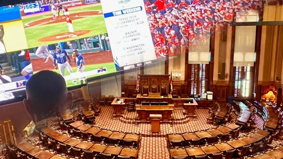 georgia house with people watching sports