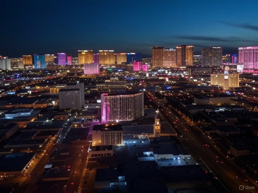 AI image to depict Las Vegas skyline / Las Vegas casino facing lawsuit over 22 storey elevator fall.