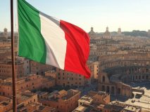 AI-powered image to depict an Italian flag against a Rome skyline / Italy prepares reforms on land-based gambling venues.