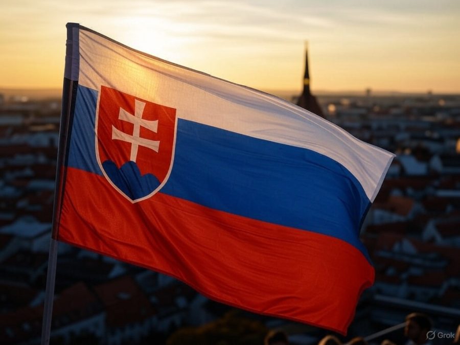 AI image to represent the flag of Slovakia in Bratislava / Slovak regulator warns of rise of online casino gambling.