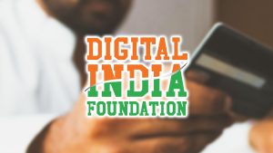 Digital India Foundation logo overlayed someone inputting their card details into a laptop