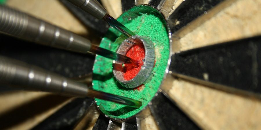 Three darts on a dart board