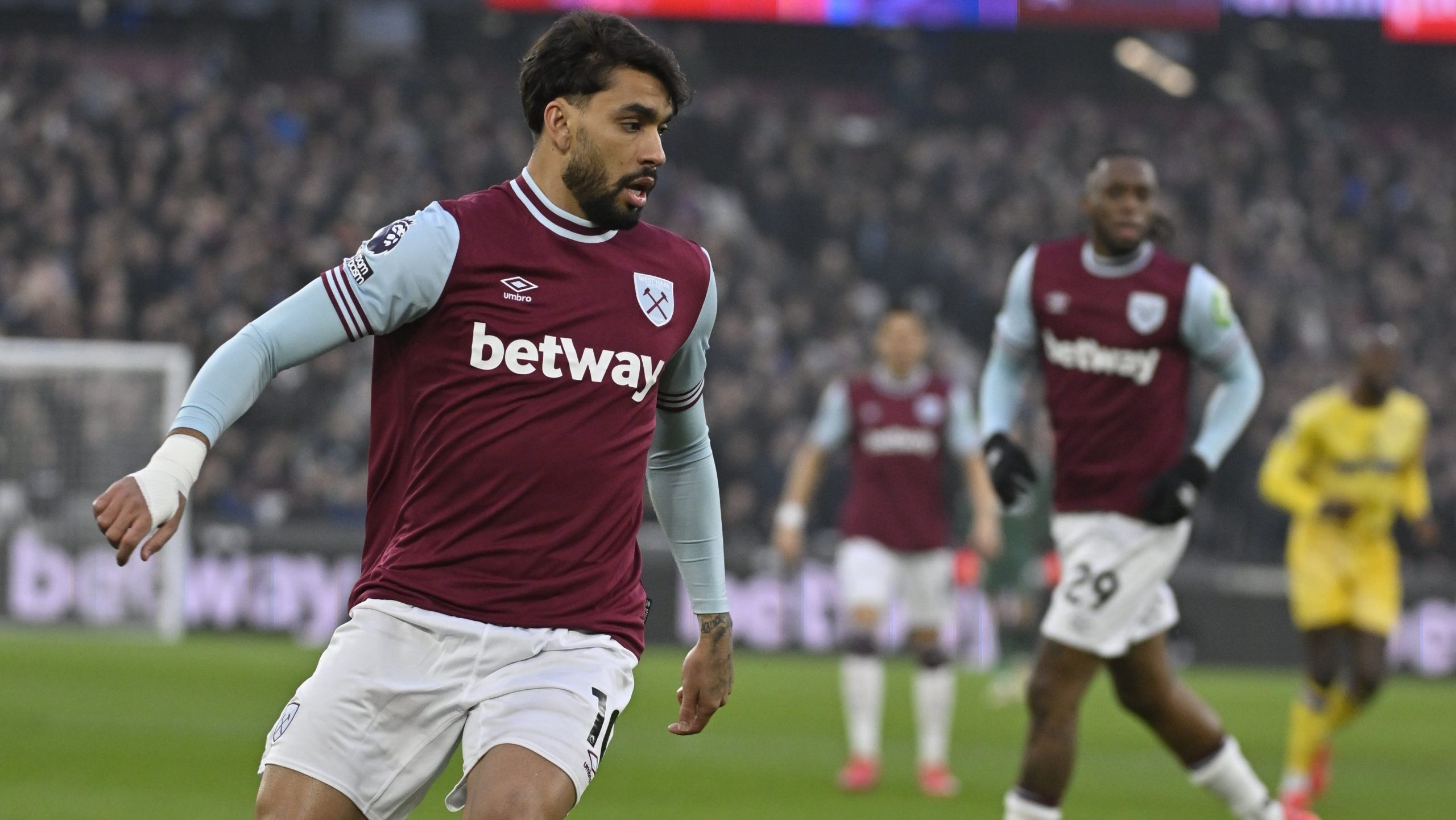 Official image of West Ham United soccer player Lucas Paqueta / Lucas Paqueta faces the threat of a lifetime ban over betting breach charges issued against the Brazilian international.