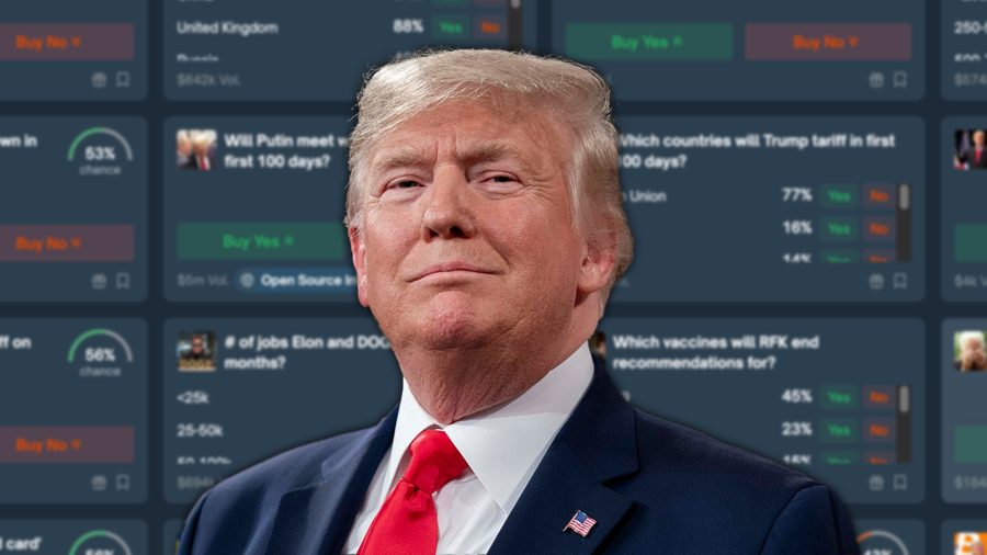Trump overlayed Polymarket bets that are blurred