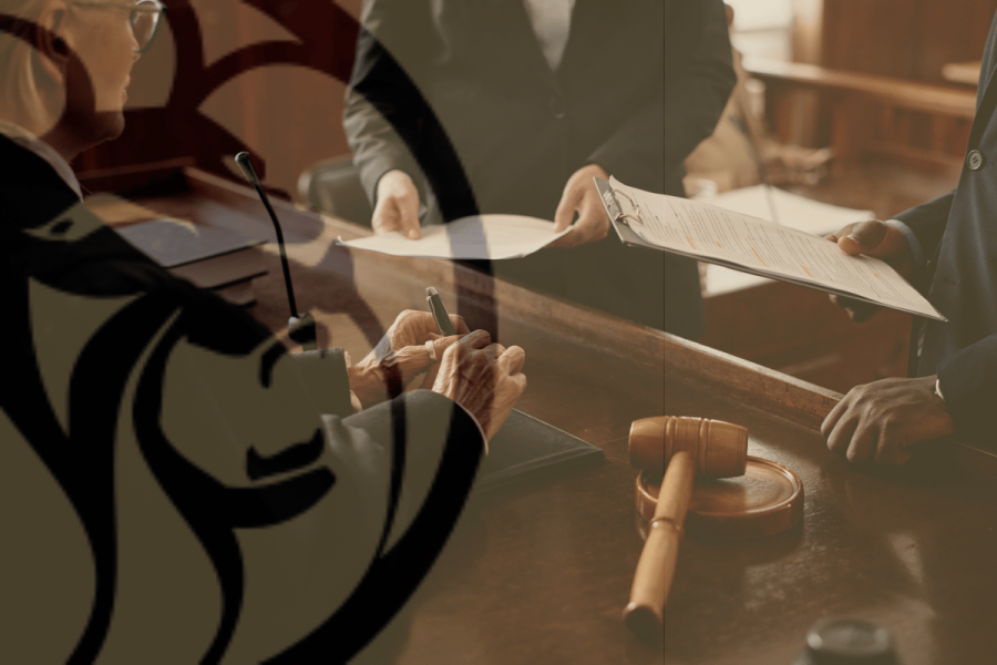 Appeals court rejects Antar’s $24M case against BetMGM and casinos. BetMGM logo superimposed on top of scene of judge with gavel.