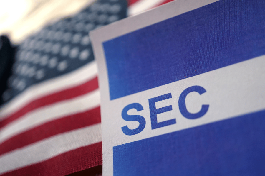 Kalshi's Eliezer Mishory 'heading up Musk’s DOGE team' embedded at the SEC. A concept of SEC with US flag
