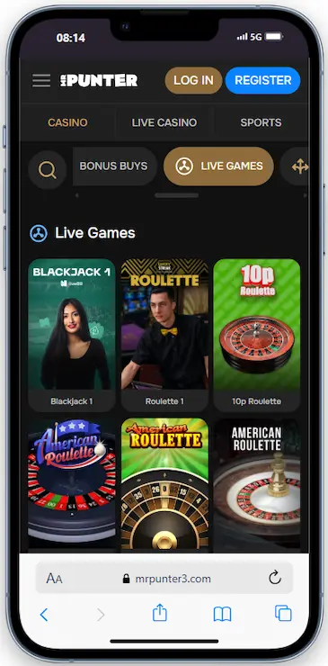 MrPunter Live Casino Games