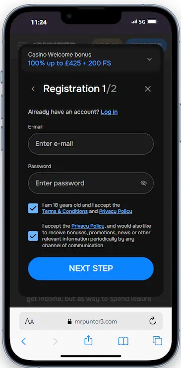 How To Register On MrPunter Step2
