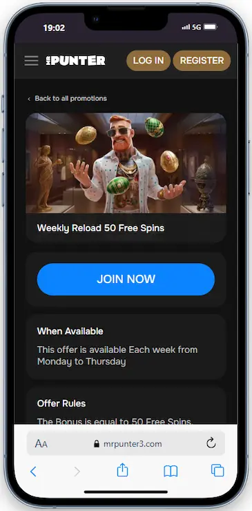 MrPunter Weekly Reload Free Spins
