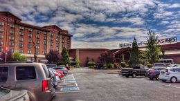 Silver Reef Casino building and sign about it, hotel building to the left.