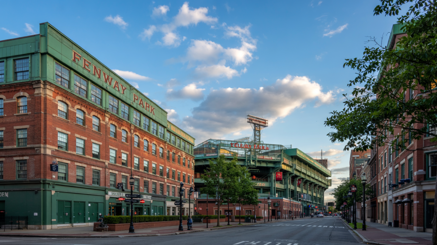 AI image to represent Fenway Park, Boston, Massachusetts, the home of the Red Sox / In Massachusetts, sportsbook revenue hit a six-month low in March despite spending almost reaching record levels. 