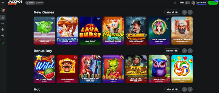 JackpotRaider Casino Games