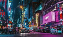 Nightscape image of Times Square, New York / The mafia's impact on New York has contributed to the state topping the list for federal gambling arrests across all of the United States. 