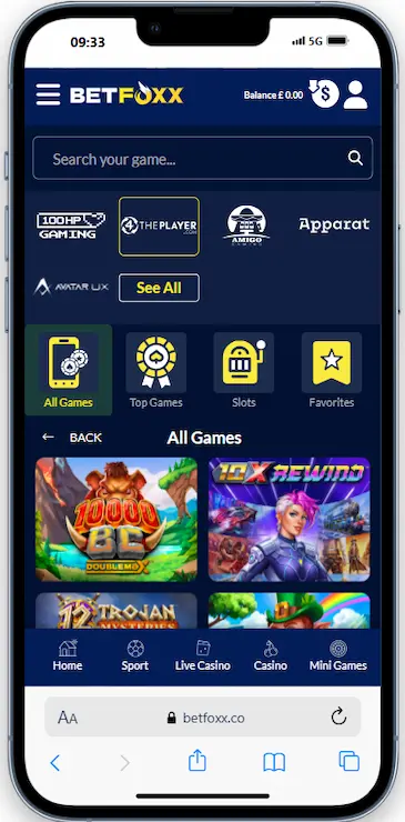 Casino Games And Lobby At BetFoxx