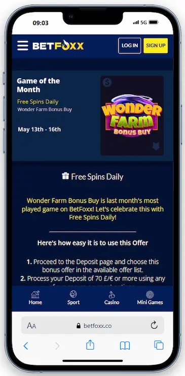 Daily Free Spins from BetFoxx Casino