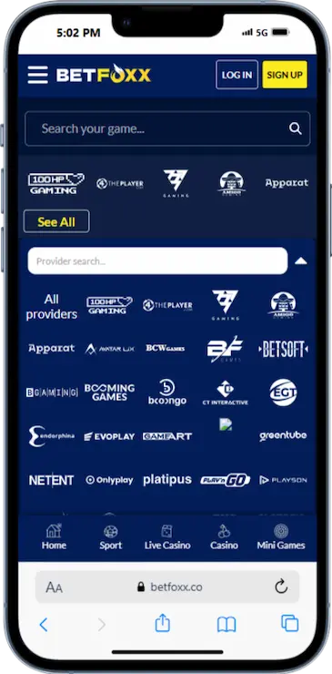 BetFoxx Game Providers