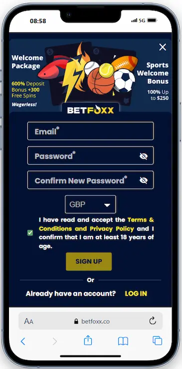 Step 1: Join Betfoxx
