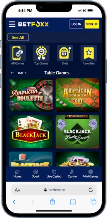 Table Games at BetFoxx