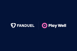 FanDuel launches Real-Time Check-In to support responsible player spending. Logos of FanDuel and Play Well side by side
