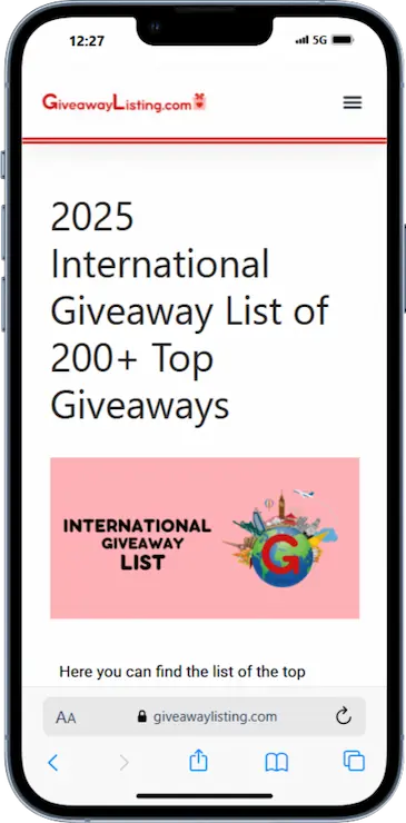 Giveaway Listing Sweepstakes Website