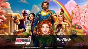 Slot game art work with Red Rake Gaming logo and Hard Rock Bet logo at the bottom