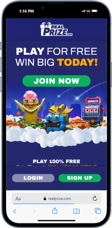 Real Prize Social Sweepstakes Gaming