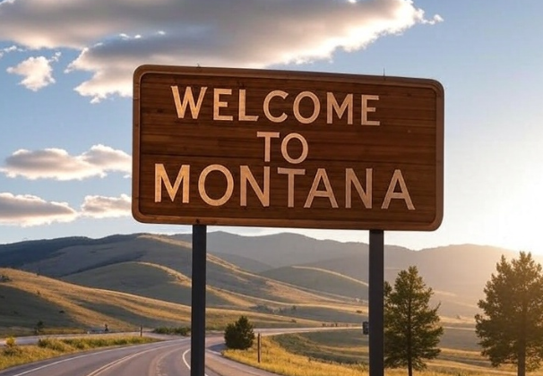 Image to depict a welcome sign in the Big Sky State of Montana / Montana has become the first U.S. state to outlaw online sweepstakes casinos. 
