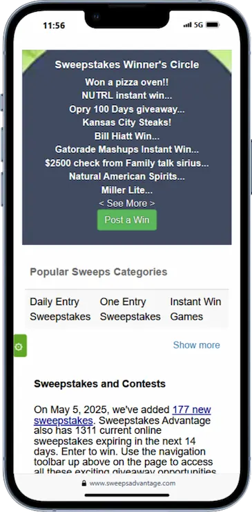Sweeps Advantage Website