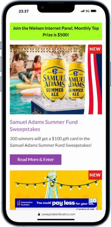 Sweepstakes Fanatics Website