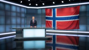 AI image to depict a TV studio in Oslo with a Norway flag in the background / Lottstift, the Gambling Authority of Norway, has sent a warning to the country’s major media operators to remain vigilant against unlicensed advertising. 