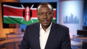 AI image to represent a TV studio in Kenya with a Kenya flag in the background / In Kenya, a storm has erupted with 23 TV stations threatened with imminent closure for allegedly defying a government order to suspend all betting ads for 30 days.