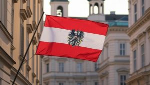 Image to represent an Austrian government flag flying from a public building in Vienna / Law authorities in Austria have smashed an illegal lottery operation which was profiting from tickets sold worldwide.