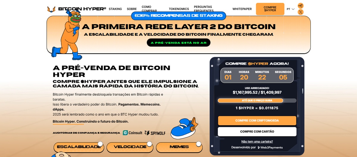 Página de pré-vendas do token Bitcoin Hyper