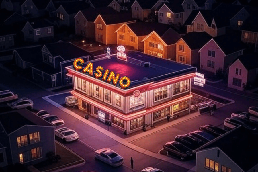 Image of casino in the middle of residential houses. How casinos can have an impact on the real estate market