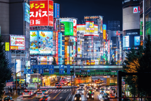 Japan cracks down on overseas online casinos amid rising illegal use. Cityscape of Tokyo in the night.