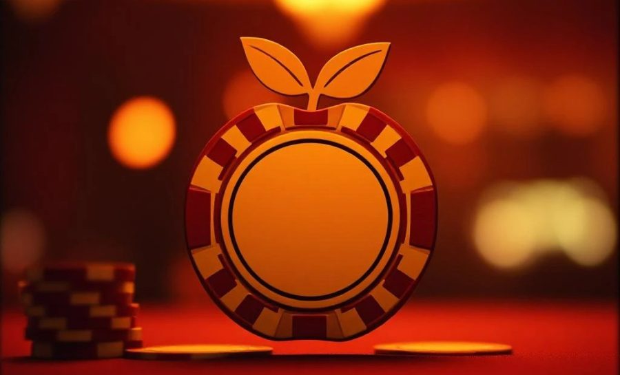 An apple=shaped casino chip