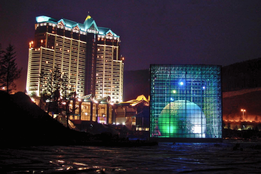 South Korea's Kangwon Land warns public about illegal online casino scams. Night time view at Kangwon Land Resort and Magical Box