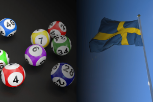 Swedish Gambling Authority launches sweeping crackdown on lotteries and phone sales practices. Colorful lottery balls on the left and the Swedish flag waving on the right, representing gambling oversight in Sweden.